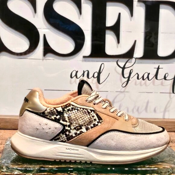 Hoff Shoes - Hoff Ipanema Suede Snakeskin Sneaker in Beige Wmn 6.5